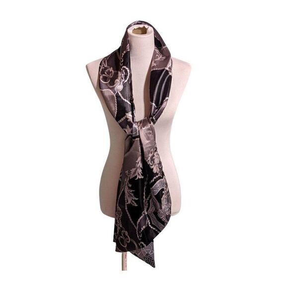 DENNIS SHADES OF GRAY, BLACK & WHITE MULTI PATTERN SCARF - LIKE NEW - Picture 1 of 5